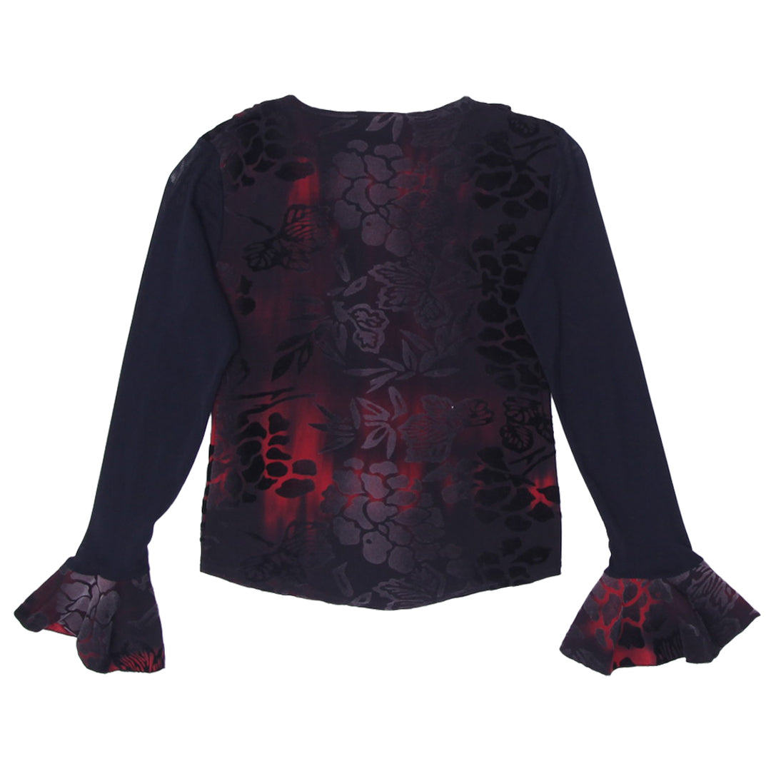 Y2K Ladies Ruffle Front Long Sleeve Top