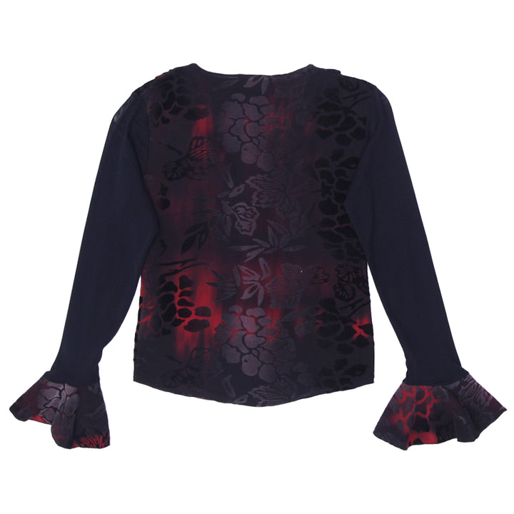 Y2K Ladies Ruffle Front Long Sleeve Top
