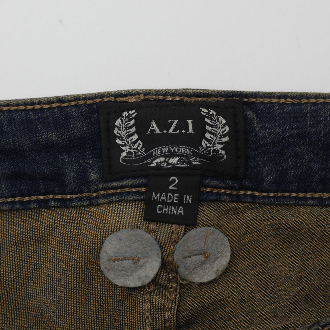Y2K Ladies A.Z.I Beaded Fringe Flare Jeans Size 2 | Migration_Jeans - Back View | Fashion Rerun
