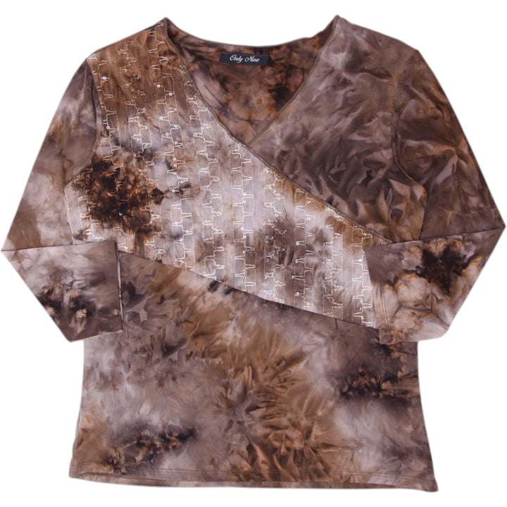 Y2K Ladies Only Nine Brown Tie Dye Long Sleeve Top