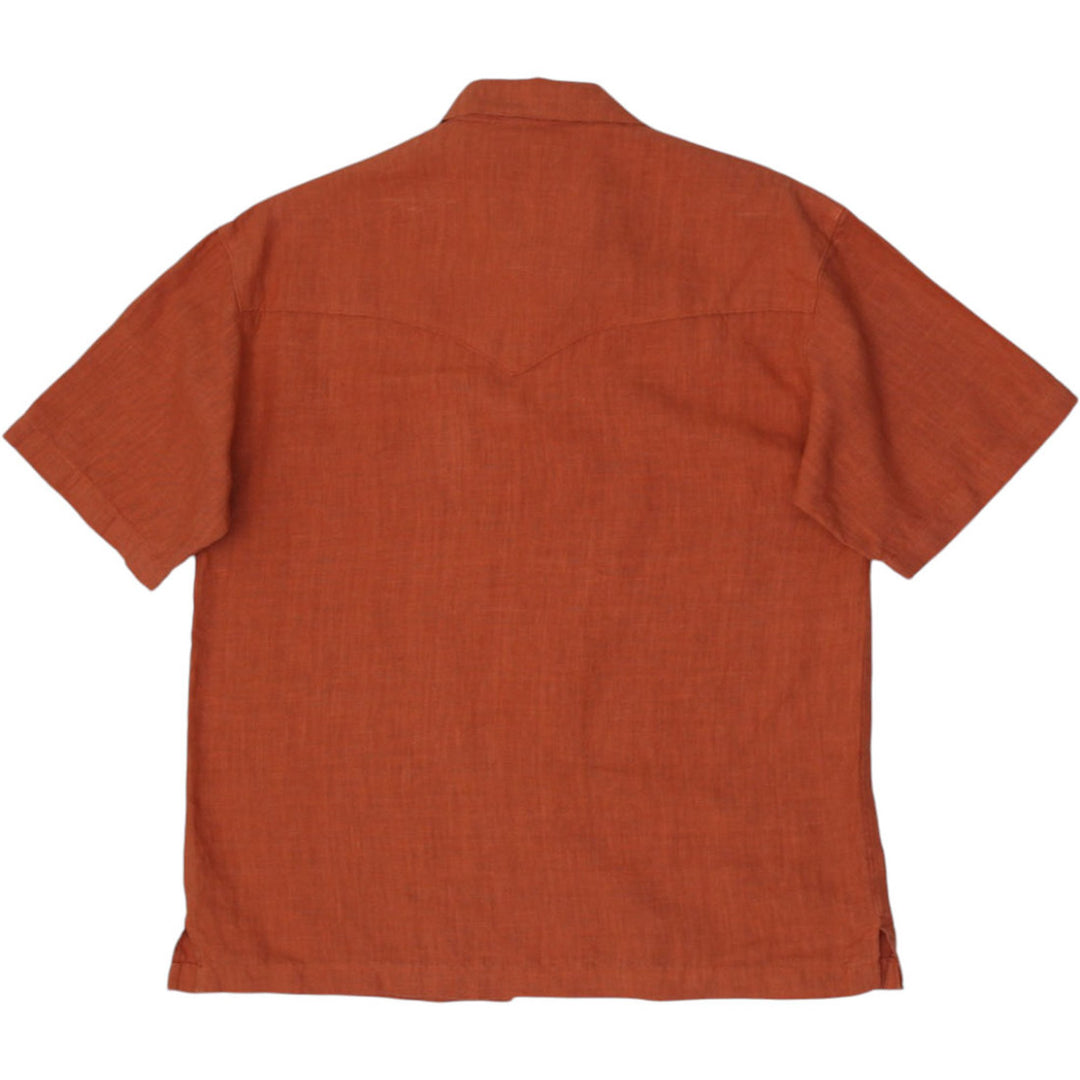 Vintage Mens Sweetgrass Western Shirt Rust Linen Relaxed Fit