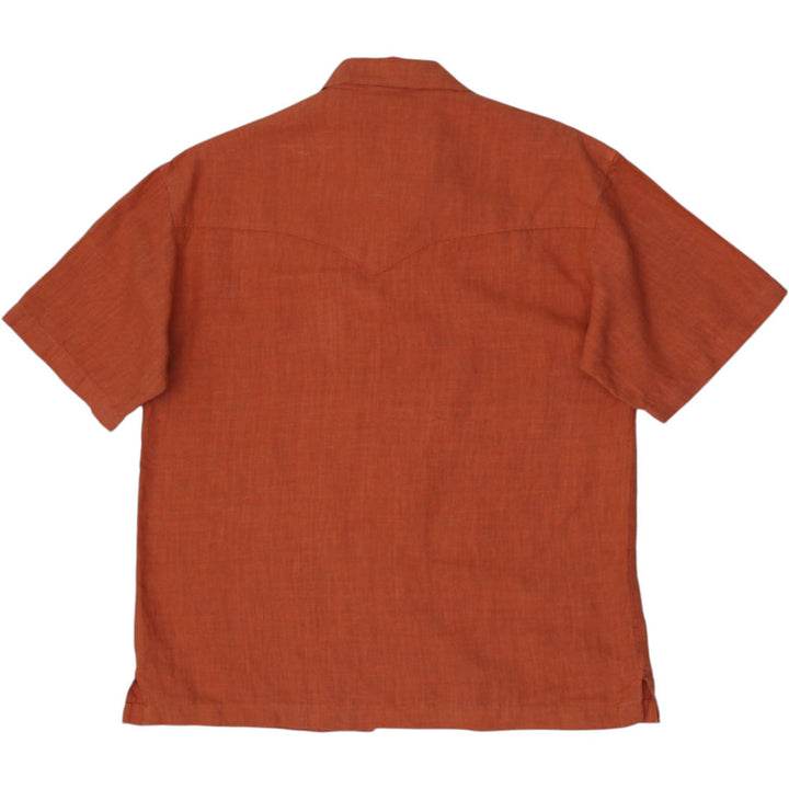 Vintage Mens Sweetgrass Western Shirt Rust Linen Relaxed Fit