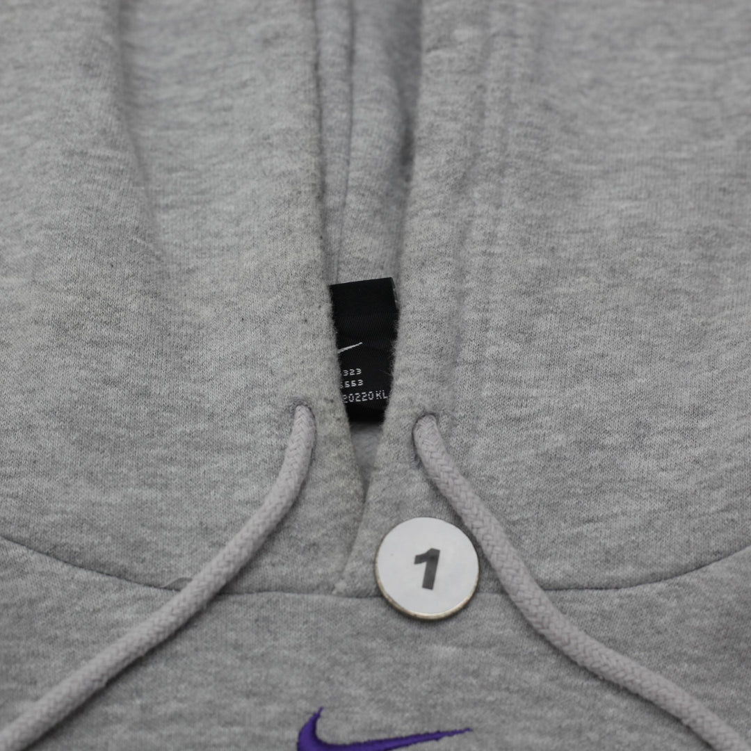 Vintage Mens Nike Lakers Hoodie Gray Sweatshirt Logo NBA Size XL