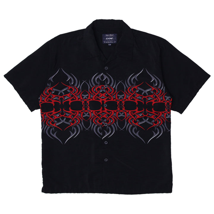 Mens Red Flames Button Up Short Sleeve Shirt - Fashion Rerun Vintage Migration_Shirt