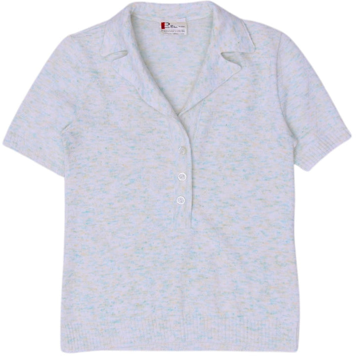Vintage Ladies Paris Star Polo Shirt Pastel Knit Short Sleeve Polyester M | Migration_T-Shirts | Fashion Rerun