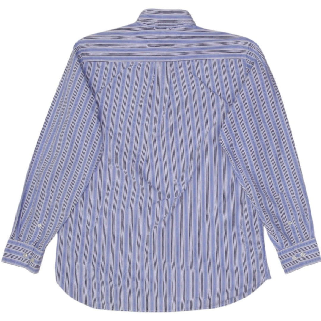 Mens Tommy Hilfiger Shirt Blue Striped Long Sleeve Casual