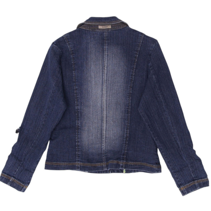 Y2K Ladies Ruff Hewn Floral Stylish Denim Jacket Size M