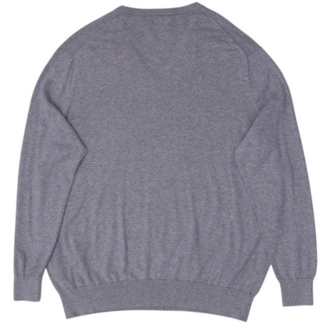 Mens Polo Ralph Lauren Pima Cotton V-Neck Gray Sweater XL | Migration_Jumper & Knitwear RL Collection - Side | Fashion Rerun