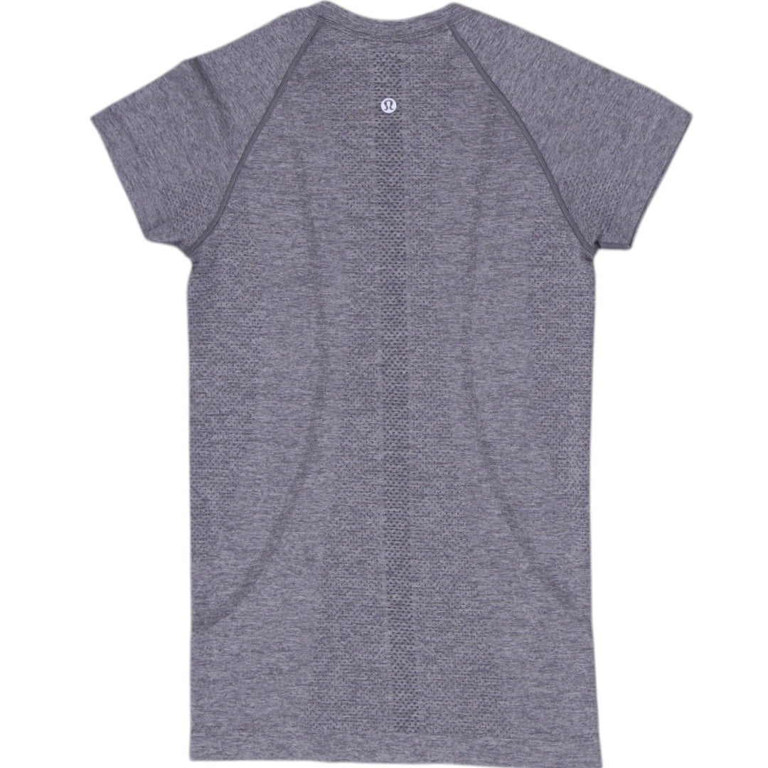Ladies Lululemon Swiftly Tech Heathered Slate Gray Seamless Mesh Gym Running Top