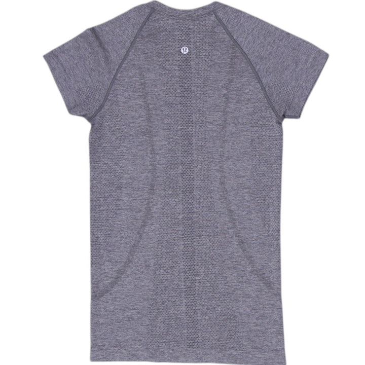 Ladies Lululemon Swiftly Tech Heathered Slate Gray Seamless Mesh Gym Running Top