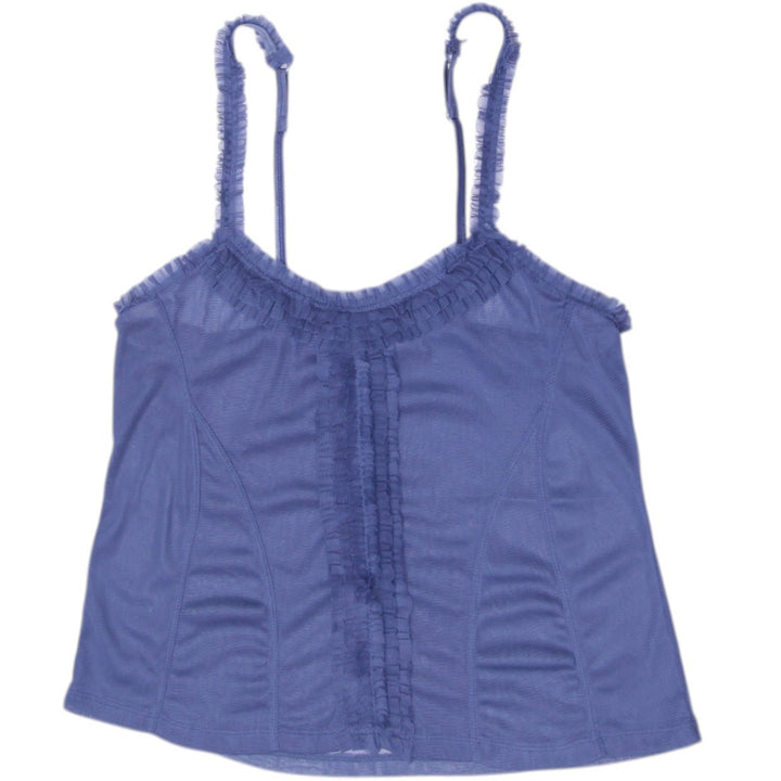 Y2K Ladies La Vie en Rose Periwinkle Mesh Ruffle Trim Strappy Top Size L