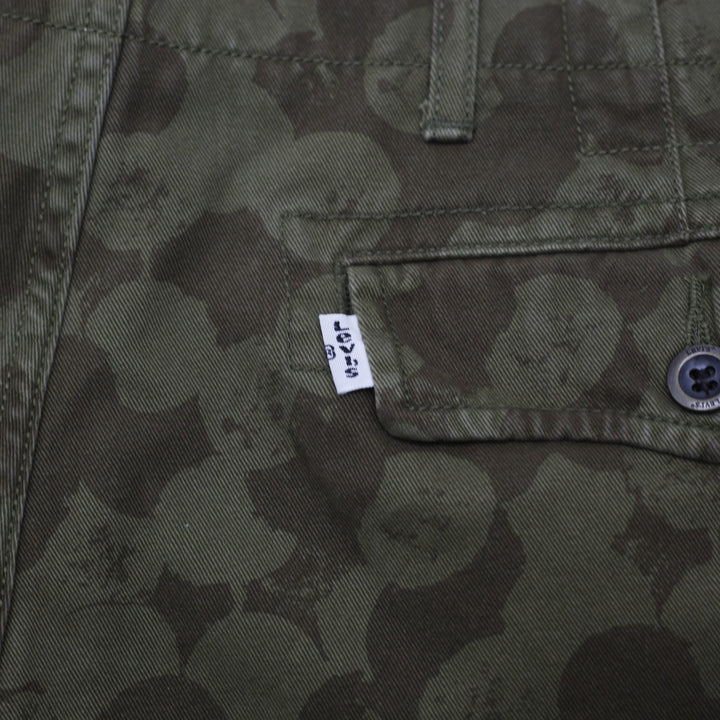 Mens Levi Strauss & Co. Tactical Cargo Shorts All-Over Olive Camouflage Print