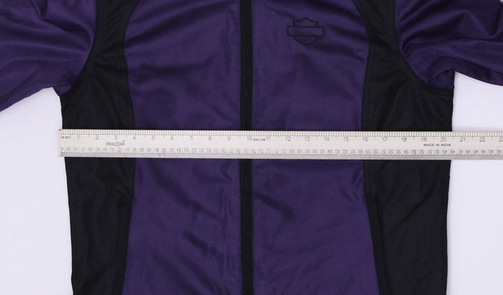 Vintage Harley-Davidson Women's Purple and Black Mesh Motorcycle Jacket | Migration_Jackets - Alternate View | Fashion Rerun