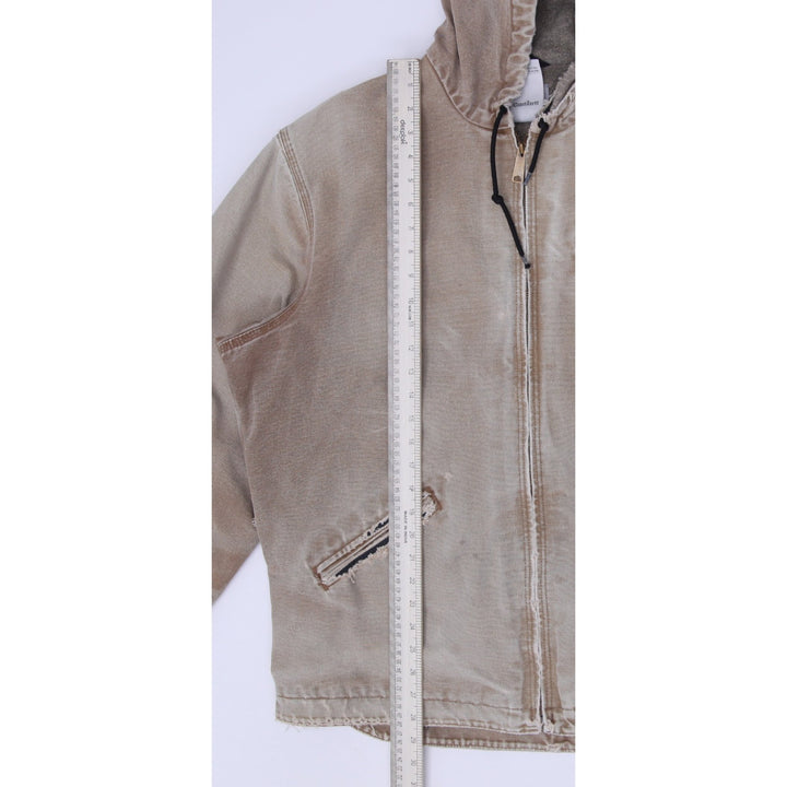 Vintage Carhartt J141 BRN Sherpa Lined Sandstone Duck Jacket Size XL