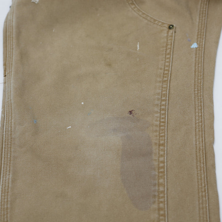 Mens Carhartt B136 Double-Knee Carpenter Pants Distressed Brown Washed Duck