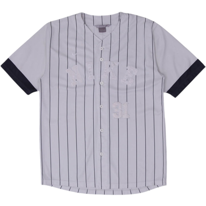 Vintage Nike White Black Pinstripe Baseball Jersey Large