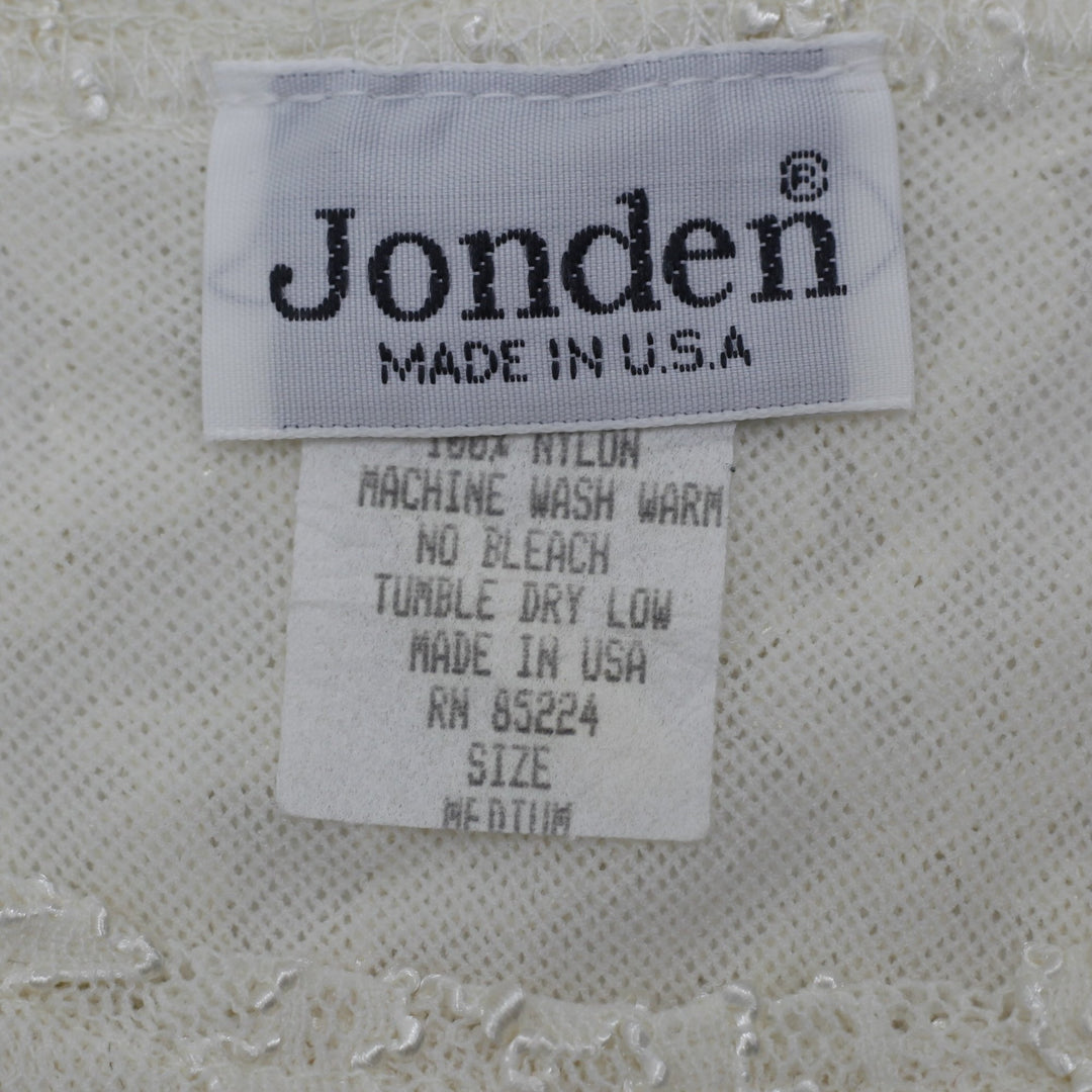 Y2K Ladies Jonden Off White Floral Lace Sleeveless Tank Top Made in USA Size M