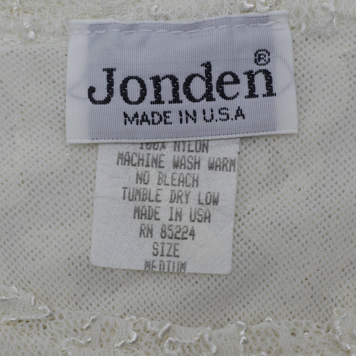 Y2K Ladies Jonden Off White Floral Lace Sleeveless Tank Top Made in USA Size M