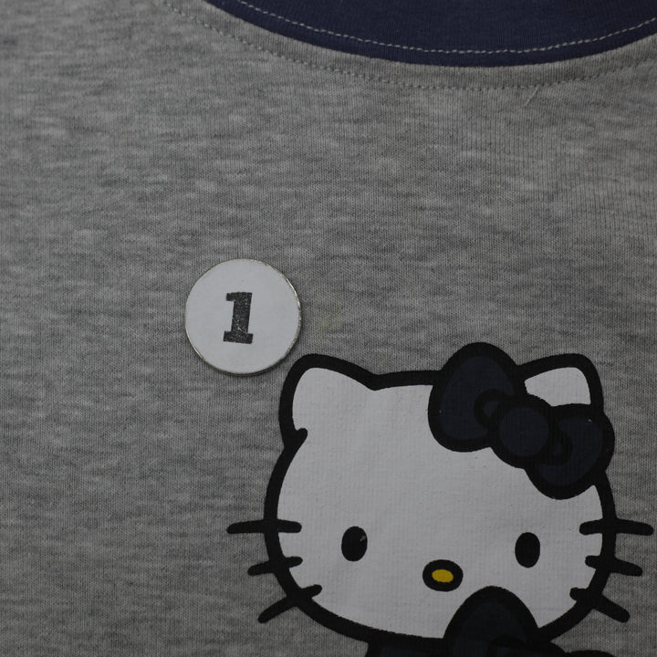 Y2K Ladies Hello Kitty Graphic T-Shirt Gray Short Sleeve Top Size XS | Migration_Y2K Tops - Back View | Fashion Rerun