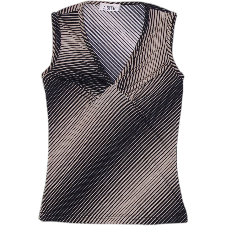 Y2K Ladies A.Byer Stripe V-Neck Sleeveless Top Size XS