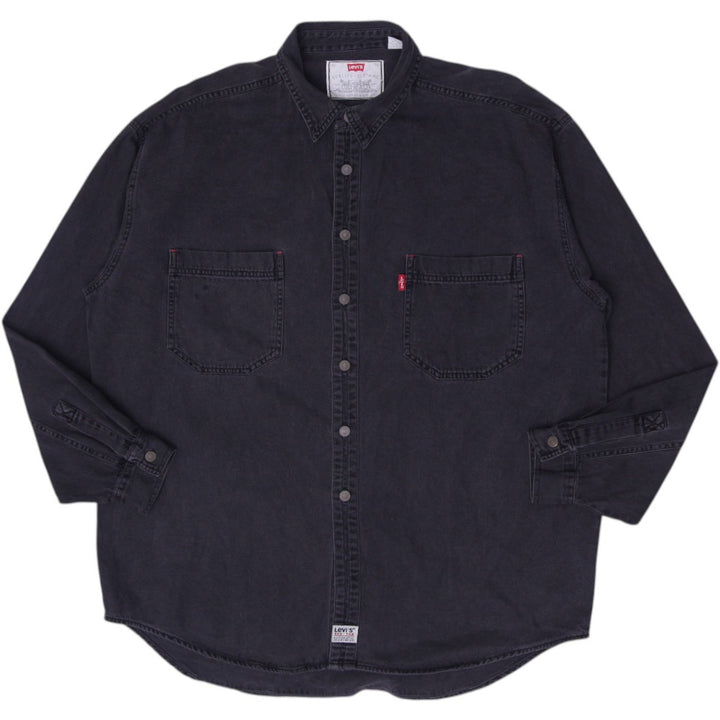 Vintage Levi's Men's Black Denim Long Sleeve Overshirt Size XL
