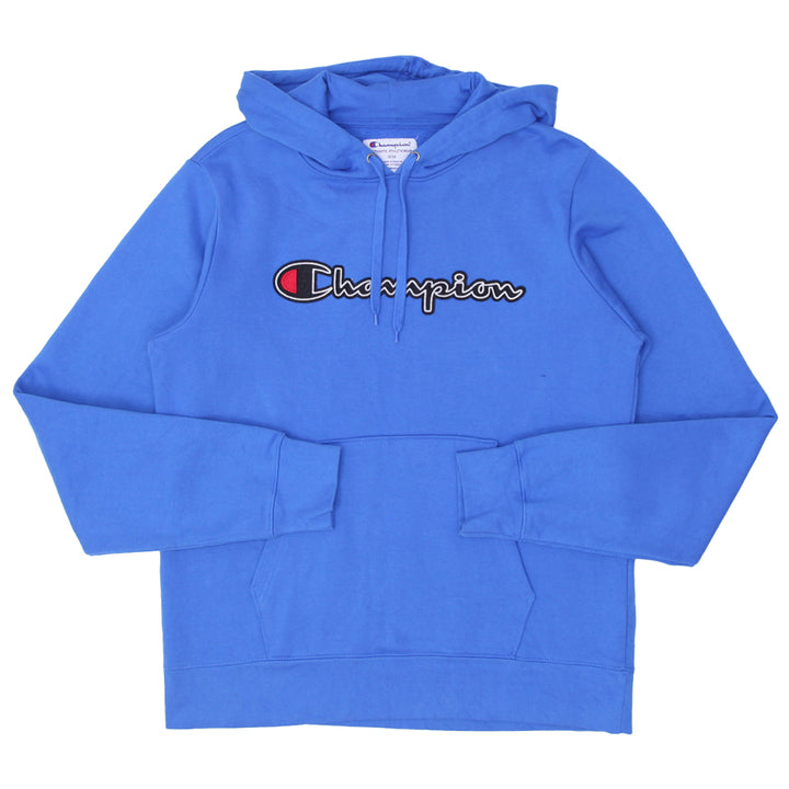 Mens Champion Spell Out Pullover Hoodie Blue - Fashion Rerun Vintage Migration_Sweaters