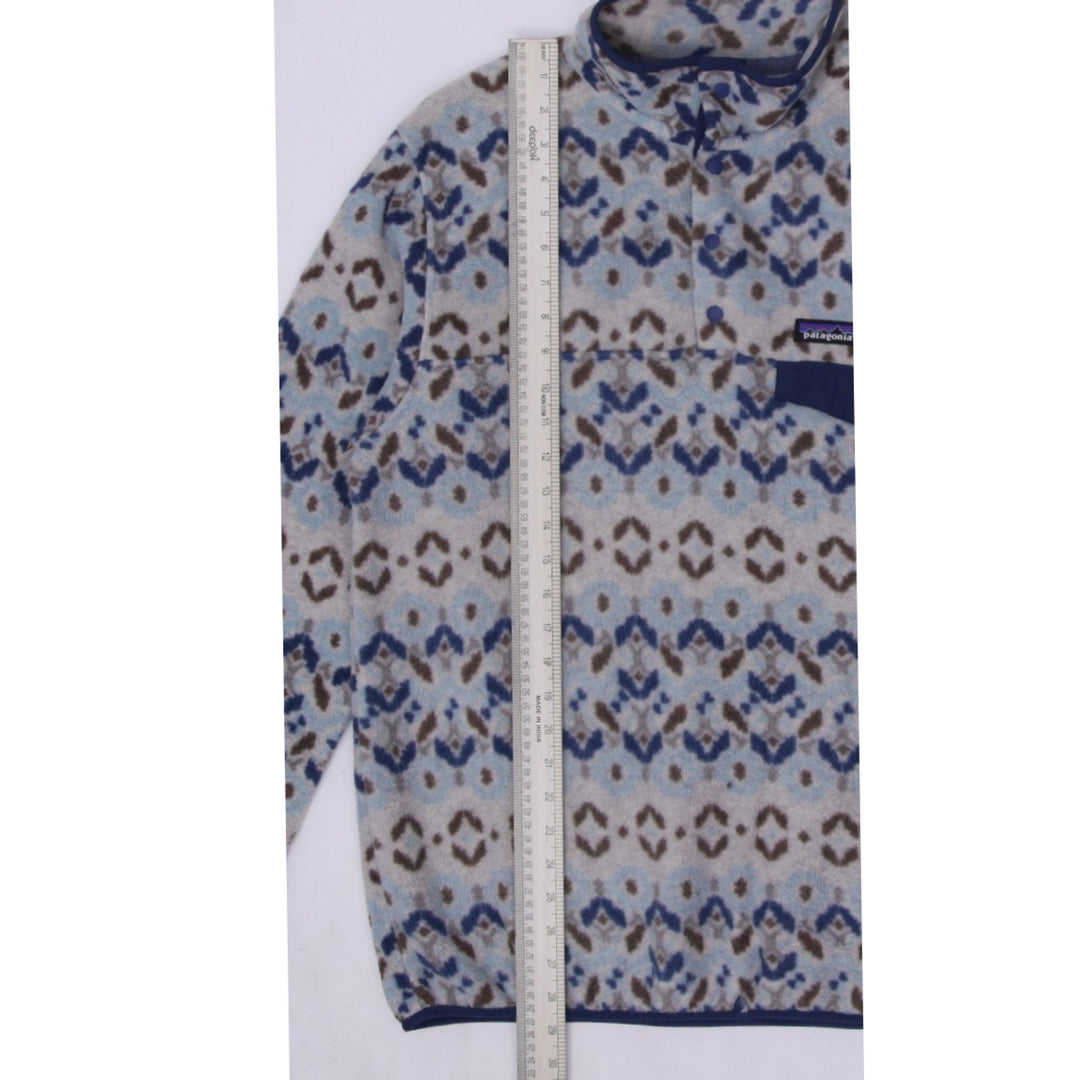 Ladies Patagonia Synchilla Jacket Snap T Pullover Tundra Cluster Big Sky Blue Fleece Jacket