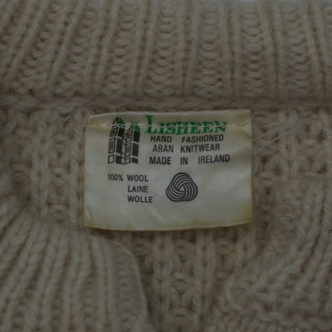 Vintage Lisheen Hand-Fashioned Aran Wool Cardigan Made In Ireland Size Medium - Fashion Rerun Vintage Migration_Sweaters