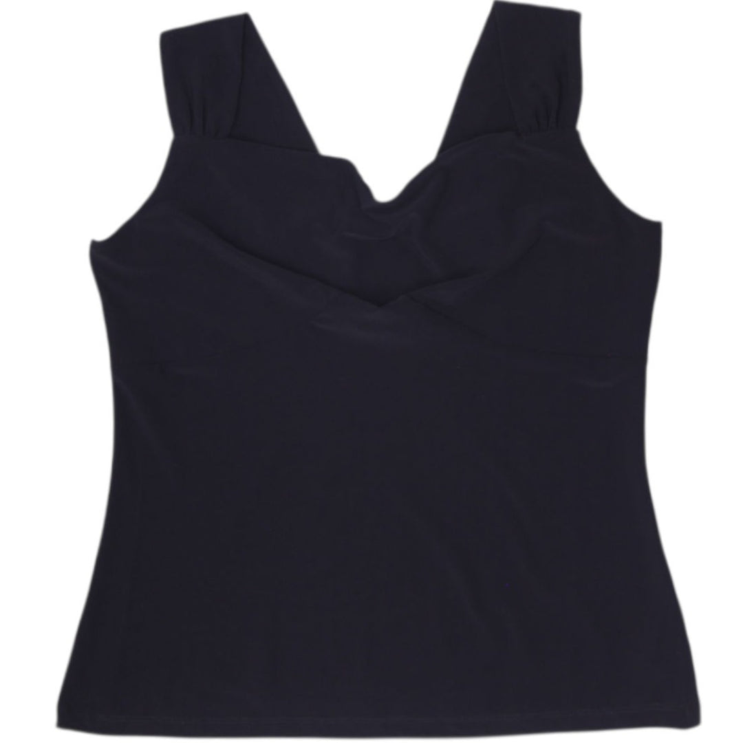 Y2K Ladies Classic Black Cowl Neck Neckline Sleeveless Tank Top  Size XL