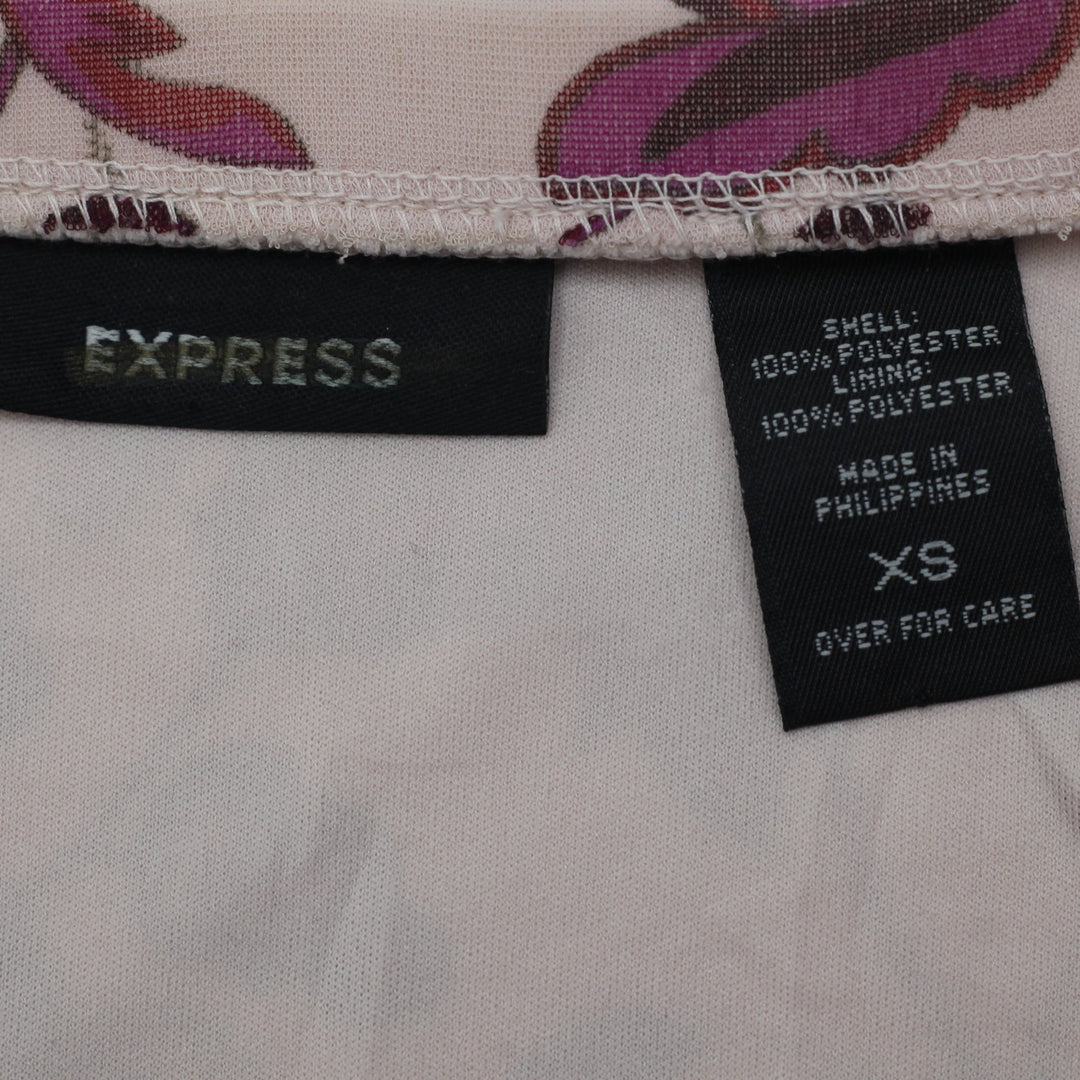 Y2K Ladies Express Pink Floral Midi Skirt Size XS