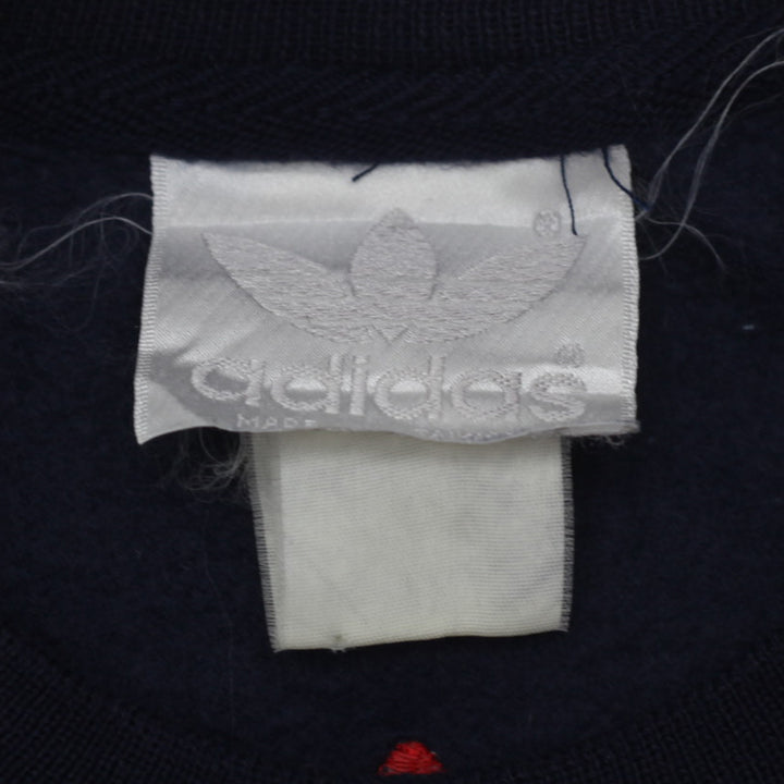 Vintage Adidas Trefoil Sweatshirt – Navy Blue with Red & White Embroidery - Fashion Rerun Vintage Migration_Sweaters