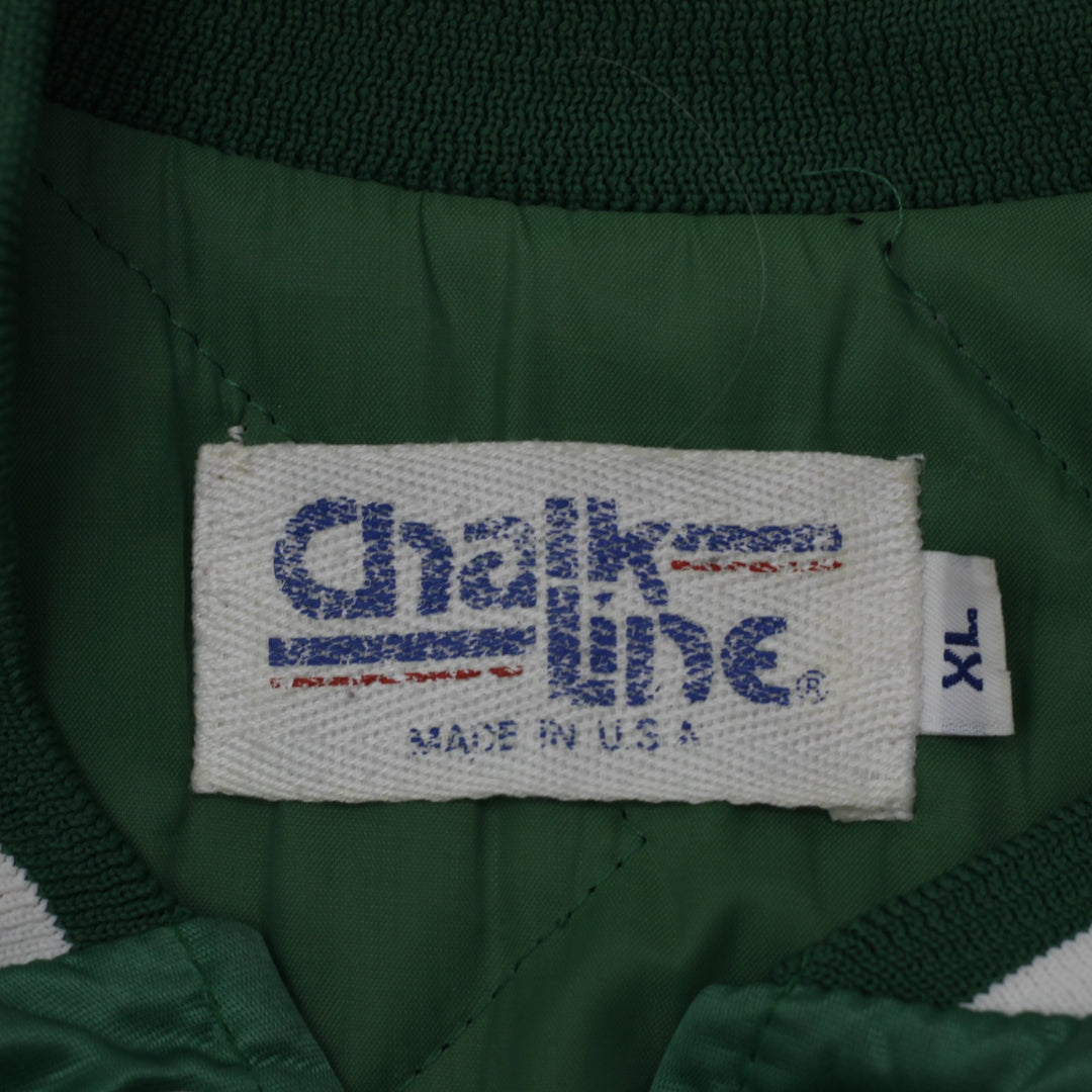 Vintage Chalk Line Boston Celtics Quilted Satin Jacket Made In USA XL | Migration_Jackets - Back View | Fashion Rerun