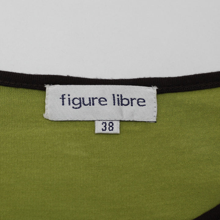 Y2K Ladies Figure Libre Color-Block Mesh Top Lime Green & Burnt Orange
