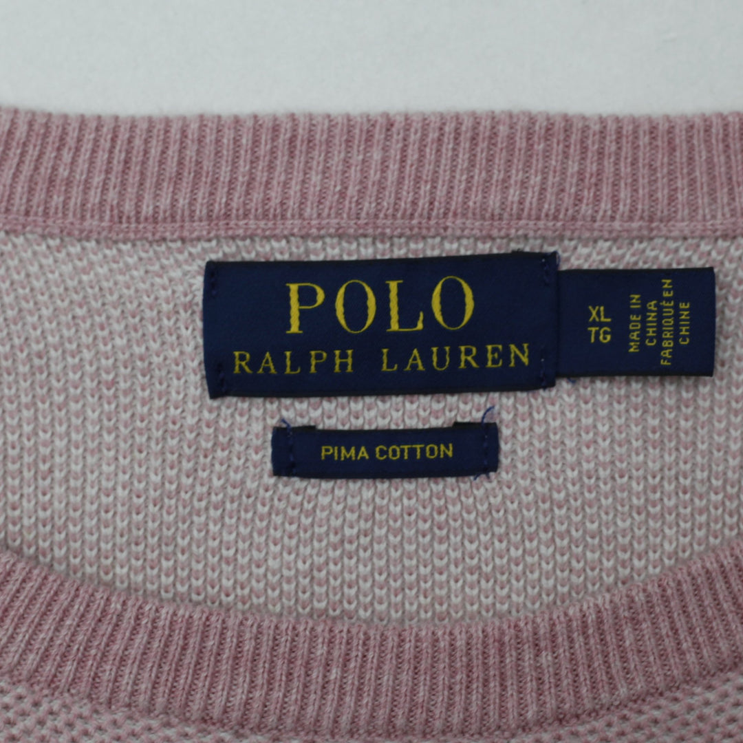 Mens Polo Ralph Lauren Sweater Pink Pima Cotton Crewneck | Migration_Jumper & Knitwear RL Collection - Back V | Fashion Rerun