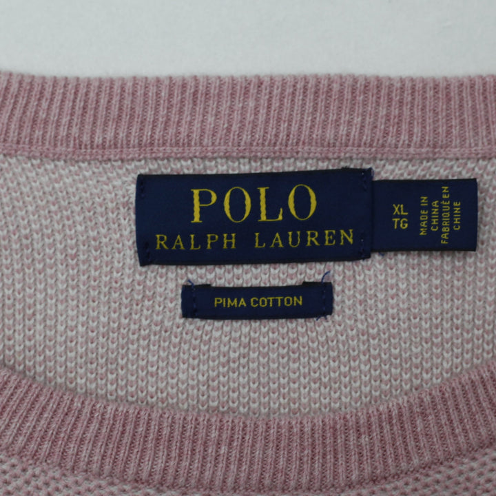 Mens Polo Ralph Lauren Sweater Pink Pima Cotton Crewneck | Migration_Jumper & Knitwear RL Collection - Back V | Fashion Rerun