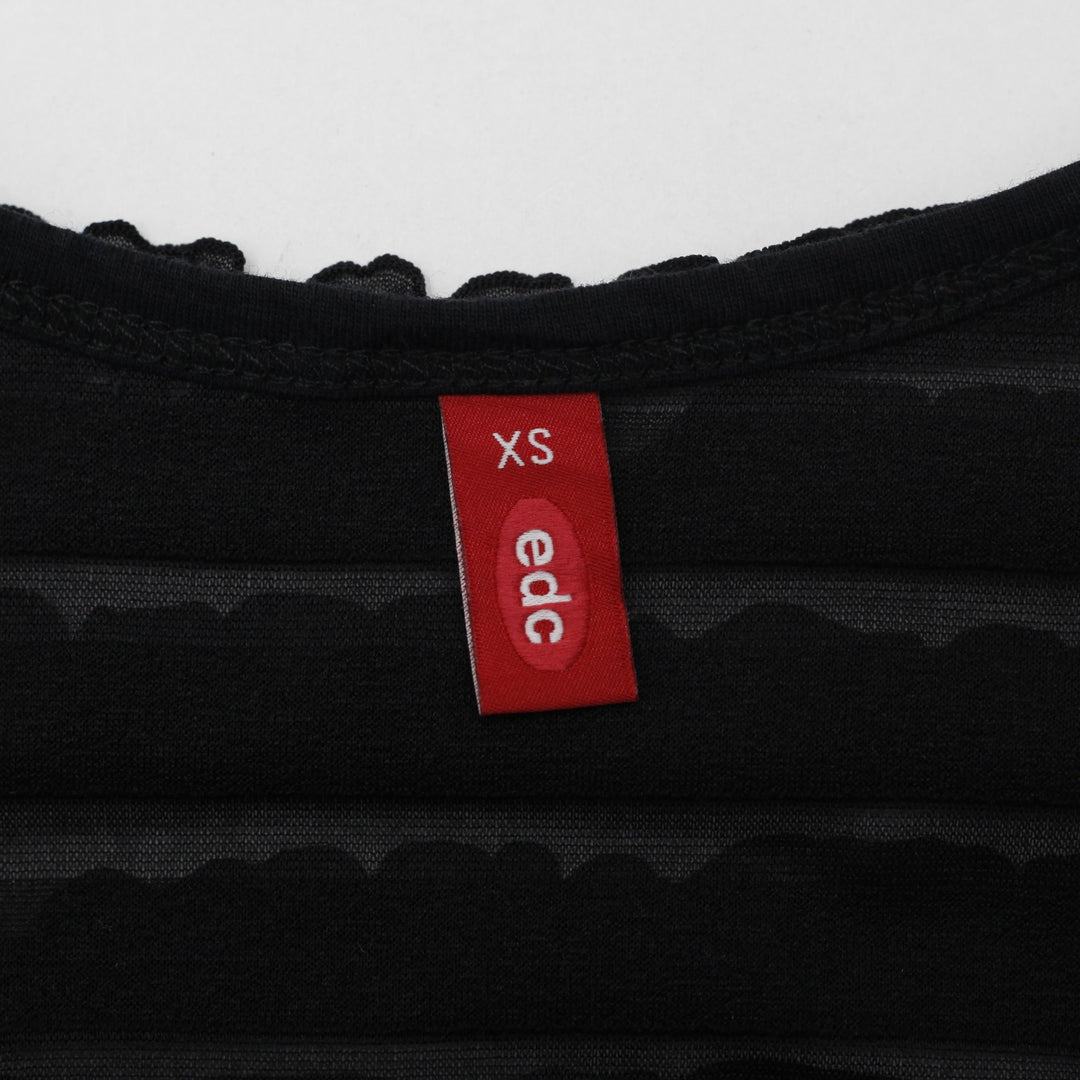 Y2K Ladies EDC by Esprit Black Tiered Mesh Ruffle Tank Top Size XS