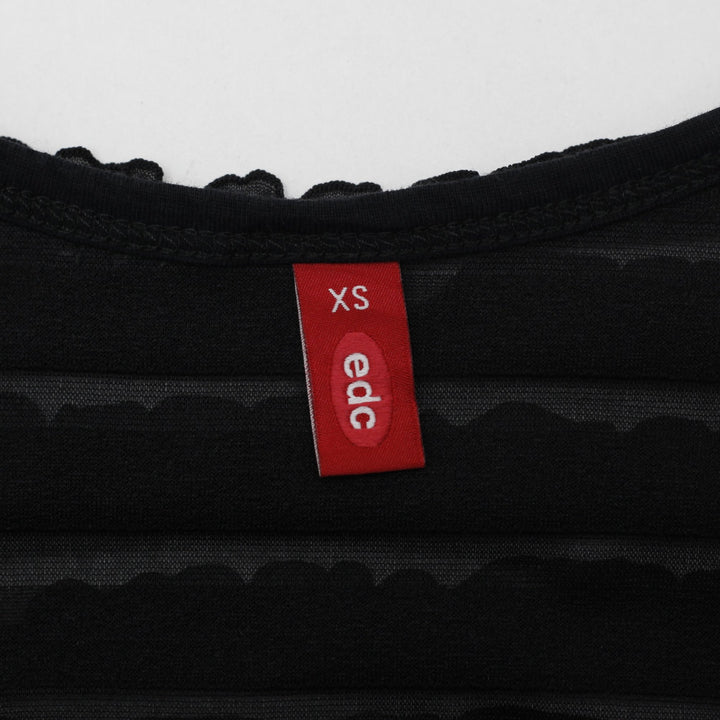 Y2K Ladies EDC by Esprit Black Tiered Mesh Ruffle Tank Top Size XS