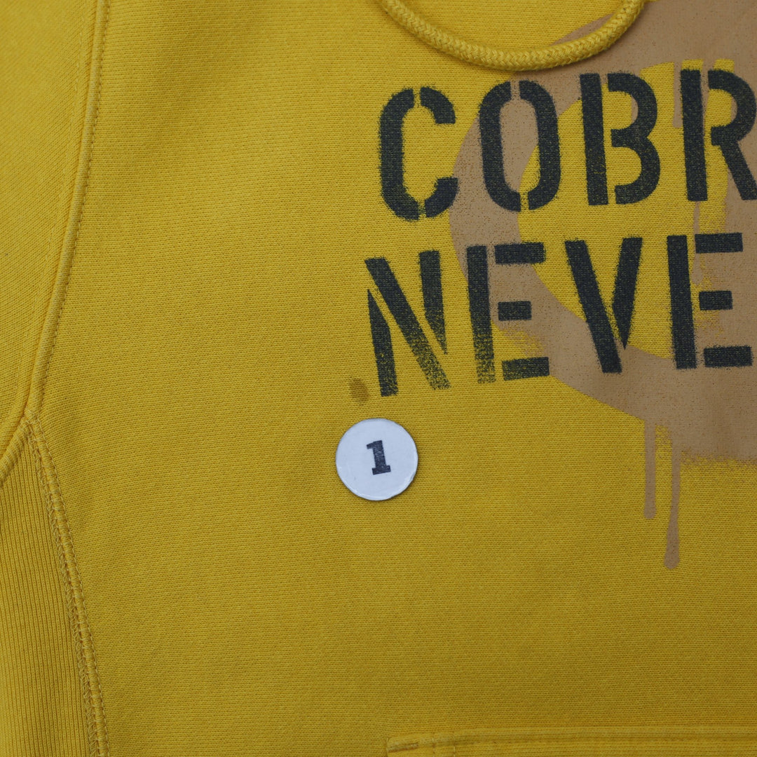 Mens Champion Reverse Weave Hoodie Yellow Cobra Kai Graphic Size M