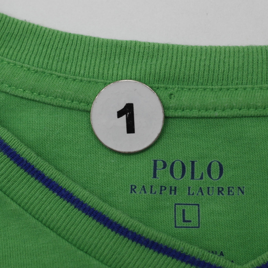 Mens Polo Ralph Lauren V-Neck Green T-Shirt Size L
