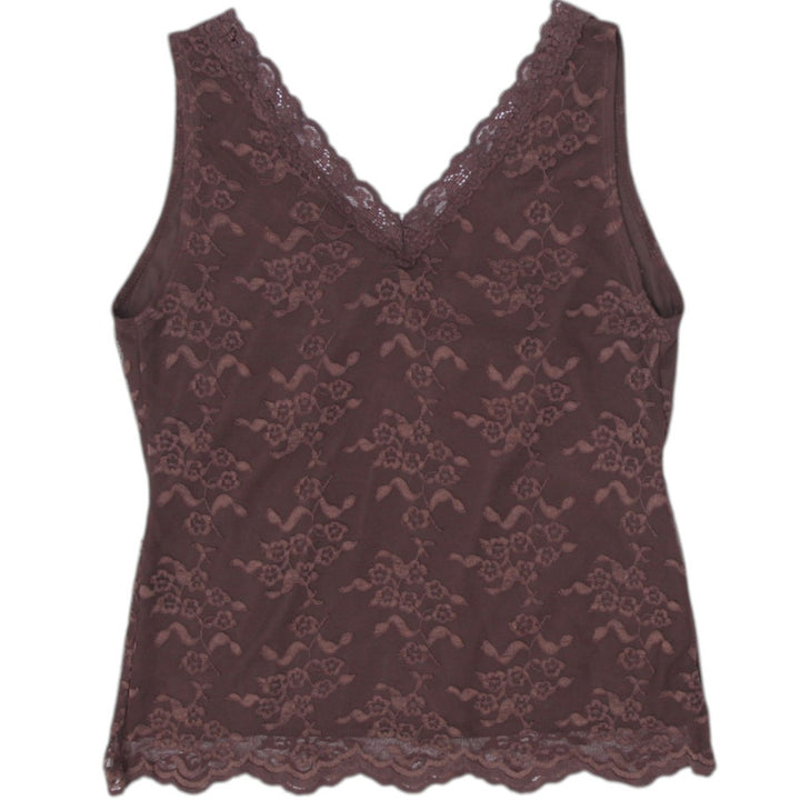 Y2K Ladies Worthington Camisole Brown Lace Stretchable Size M