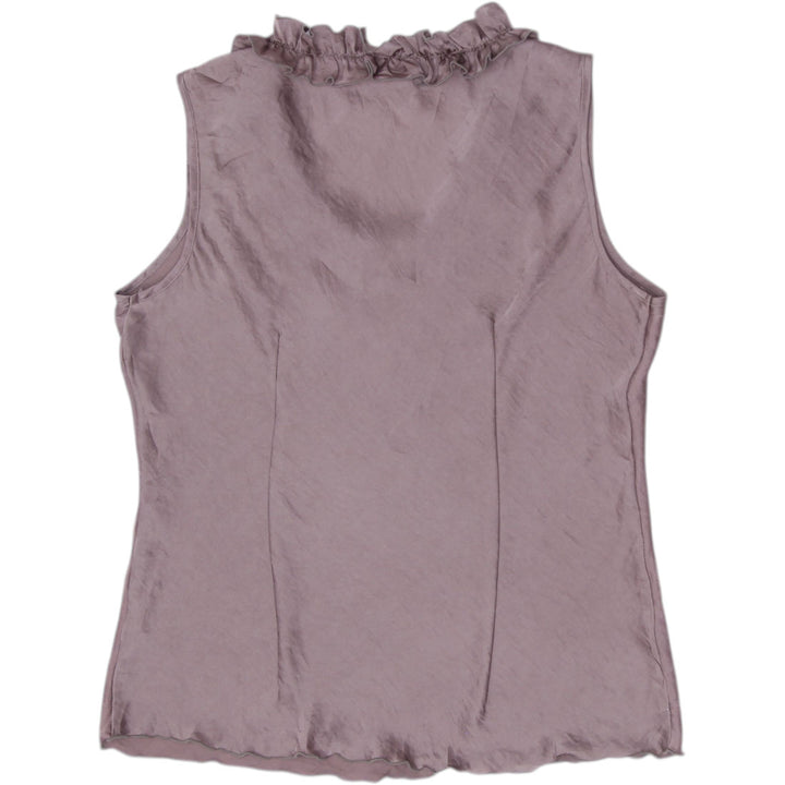 Y2K Ladies Signature by Larry Levine Ruffle Neck Tank Top Taupe Brown Size PM