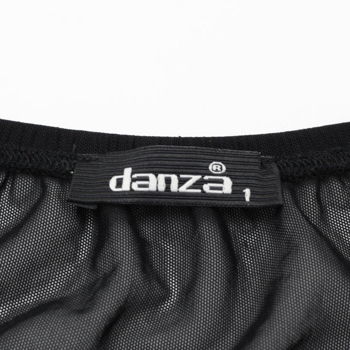 Y2K Ladies Danza Halter Top Black Mesh Ruched Sparkle
