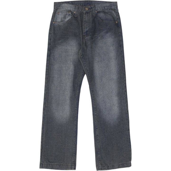 Y2K Mens Indigo 30 Jeans Washed Blue Embroidered Denim