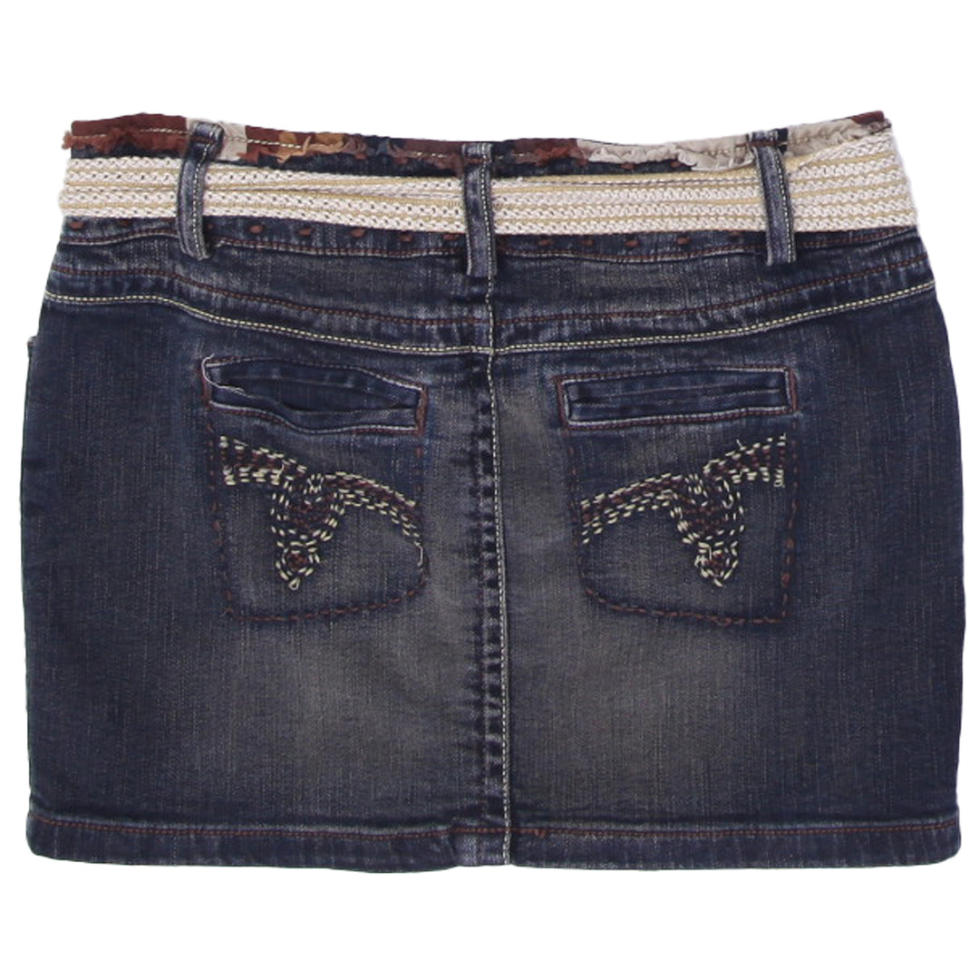 Y2K Ladies Elvis Belted Denim Mini Skirt