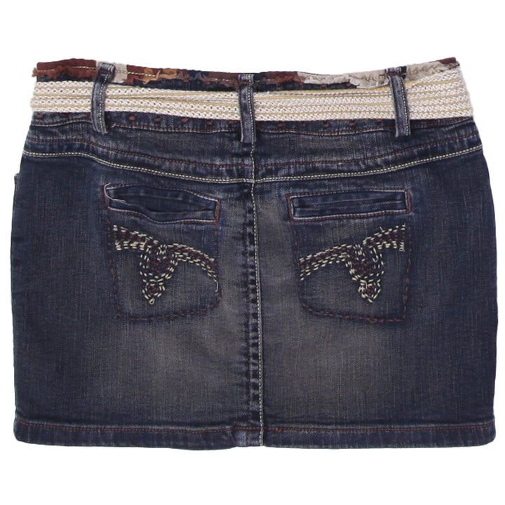 Y2K Ladies Elvis Belted Denim Mini Skirt