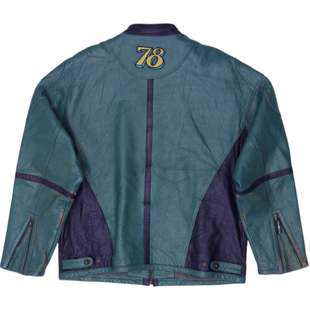 Vintage 90s Marc Buchanan Pelle Pelle Green Leather Jacket Size 42 | Migration_Jackets - Side View | Fashion Rerun