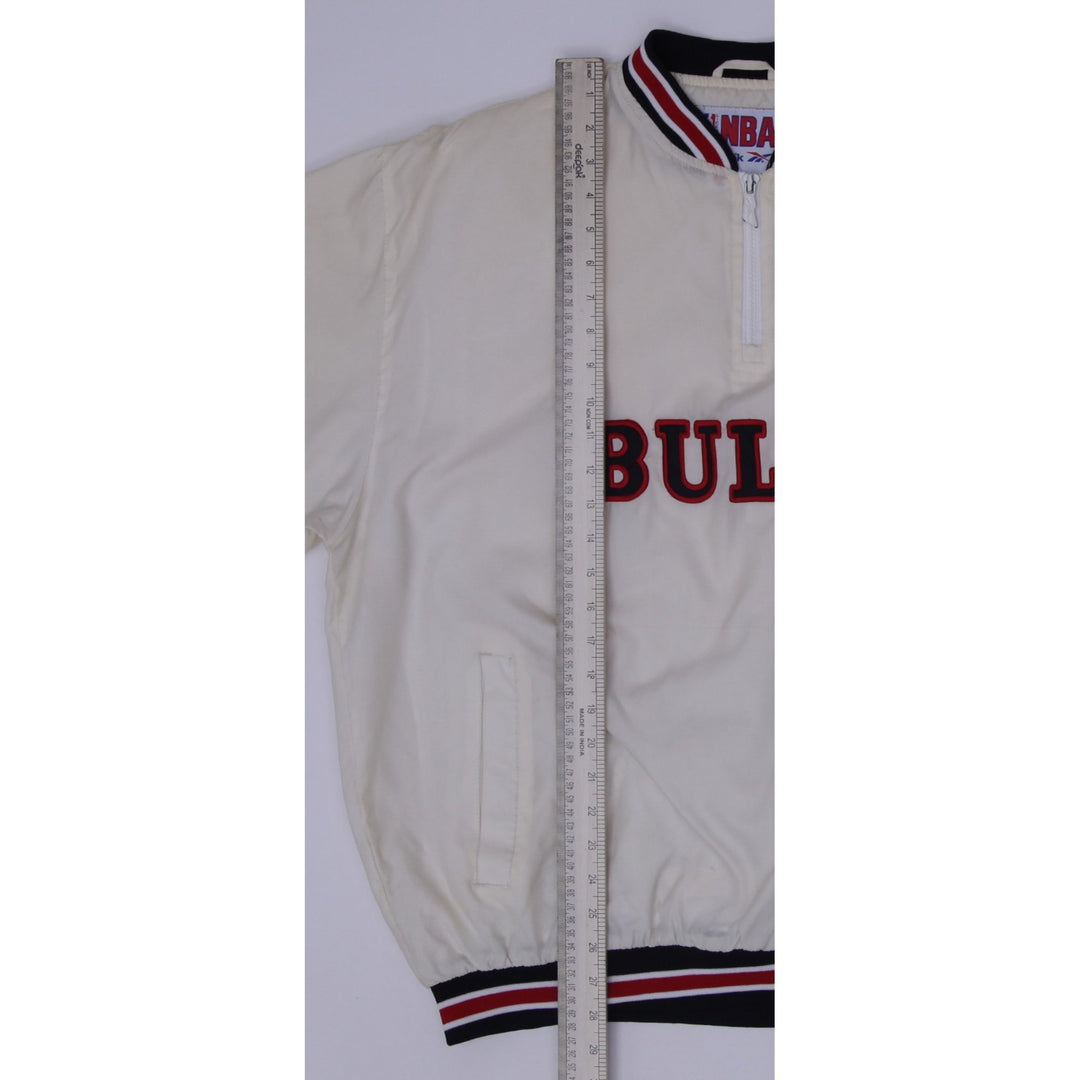 Vintage 90s Reebok NBA Chicago Bulls 1/4 Zip Nylon Windbreaker Jacket Size M