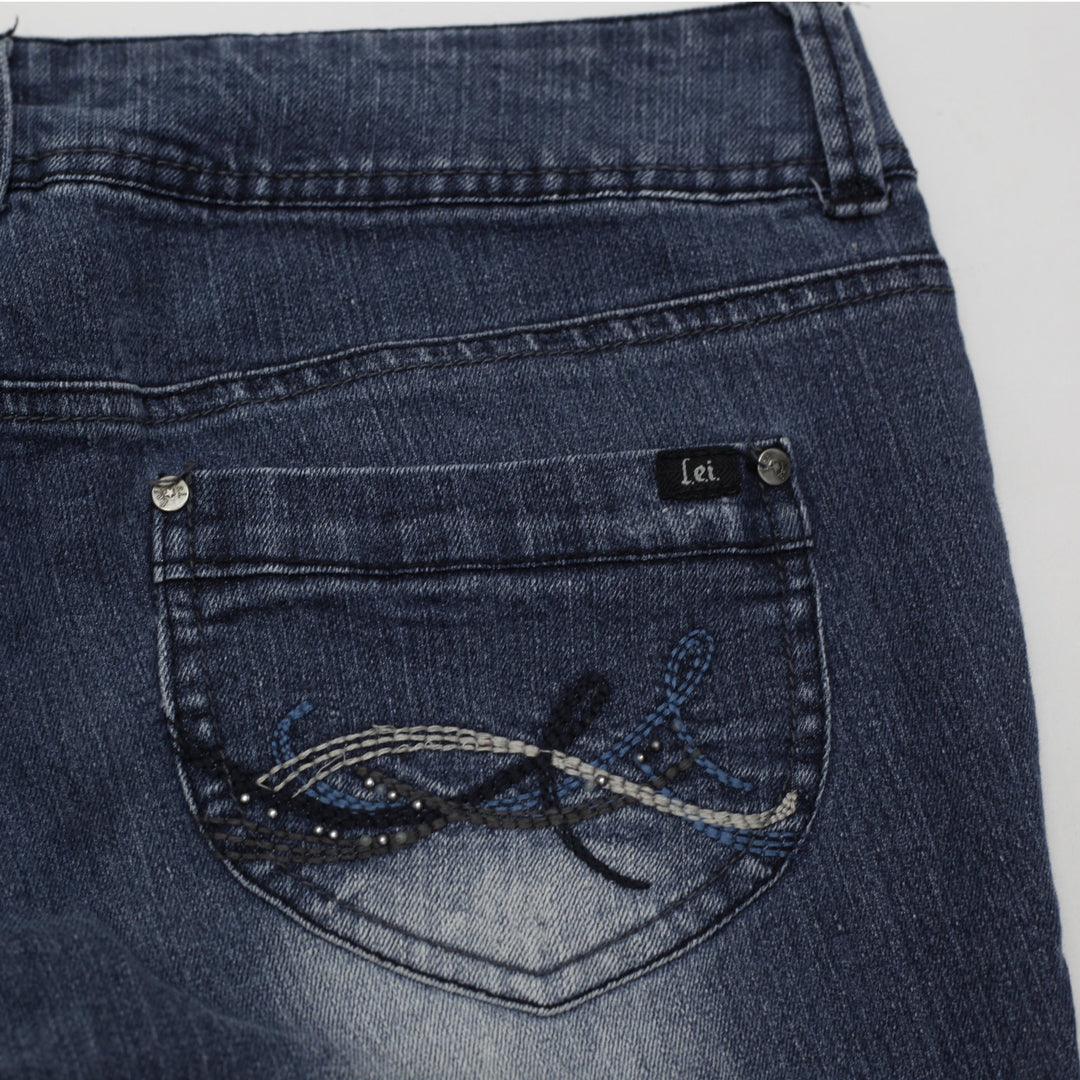 Y2K Ladies LEI Whiskered Thighs Front Pocket Detail Bootcut Jeans Size 13