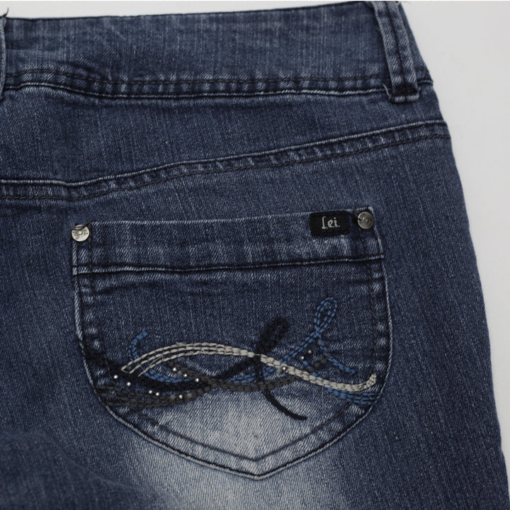 Y2K Ladies LEI Whiskered Thighs Front Pocket Detail Bootcut Jeans Size 13