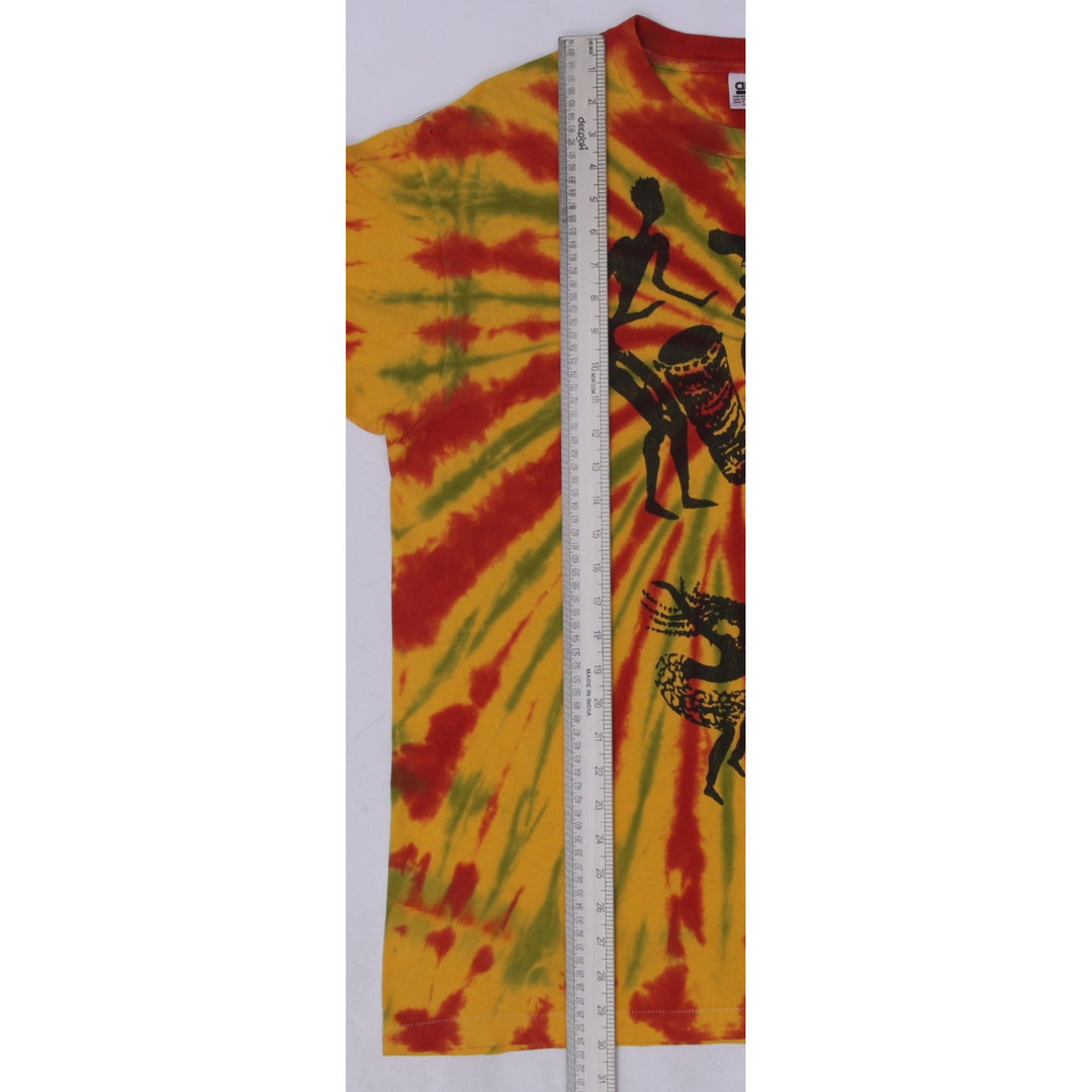 Vintage Anvil Tie-Dye Jamaican Tie Dye Drumming Print T-Shirt Made In USA XL | Migration_T-Shirts - View 13 | Fashion Rerun